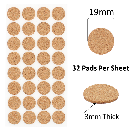 19mm Round Self Adhesive Cork Pads Ideal For Furniture & Also For Table & Chair Legs